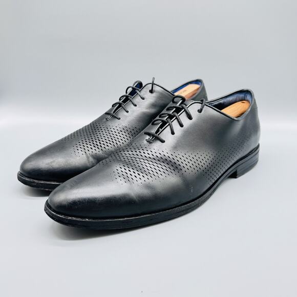 Cole Haan Shoes Mens 12 Black Perforated Leather Oxford Grand OS Dress Lace Up